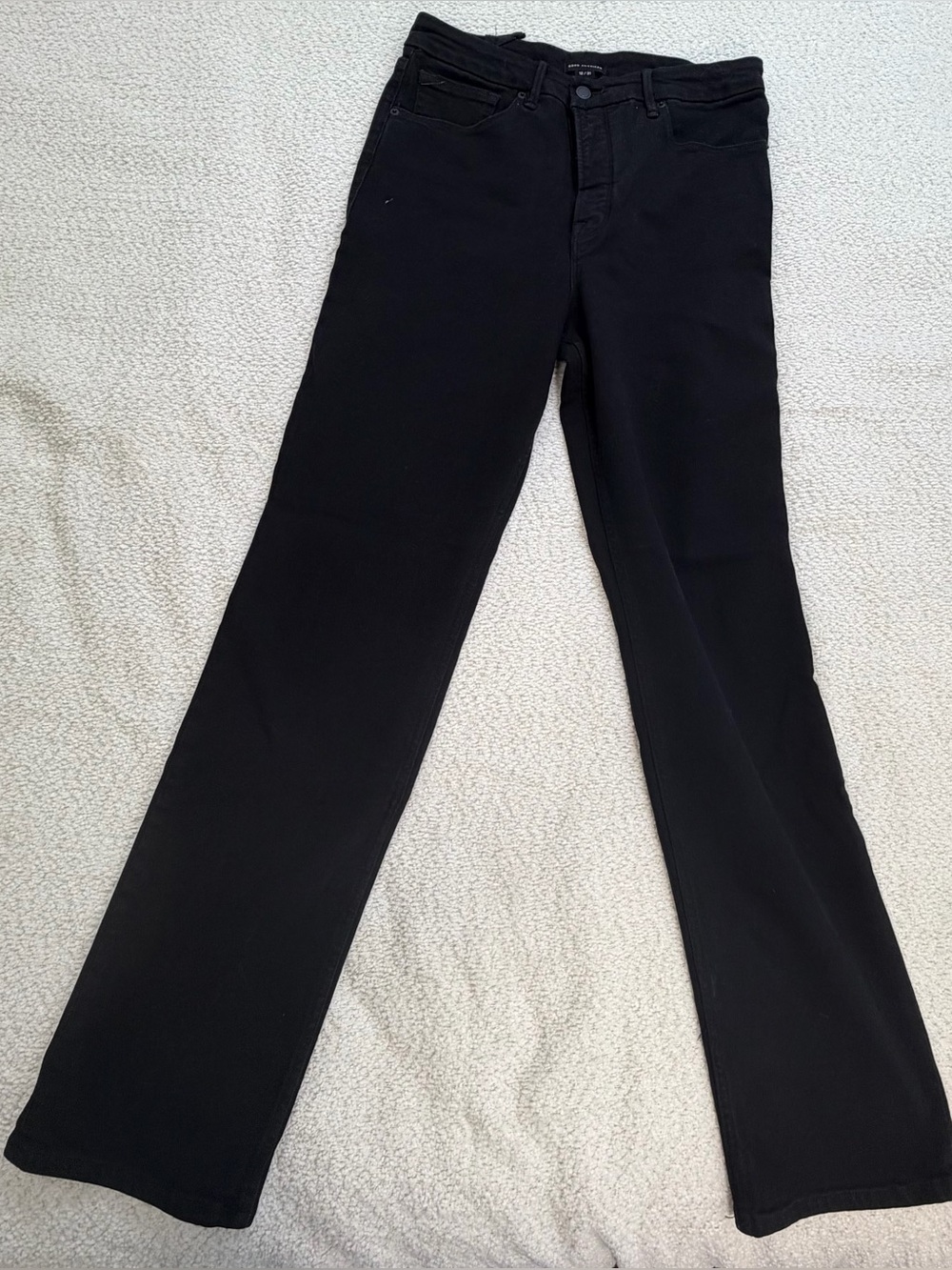 Good American Good Icon Level High Rise Straight Stretch Jeans Black 12/31